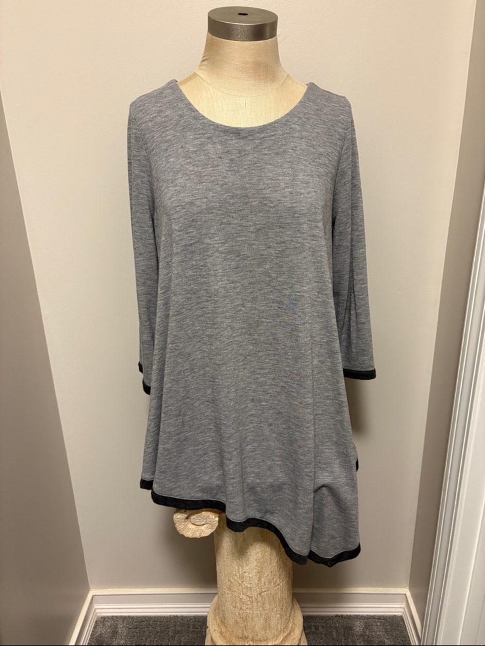 Chelsea & Theodore Gray Swing Tunic with Black Trim